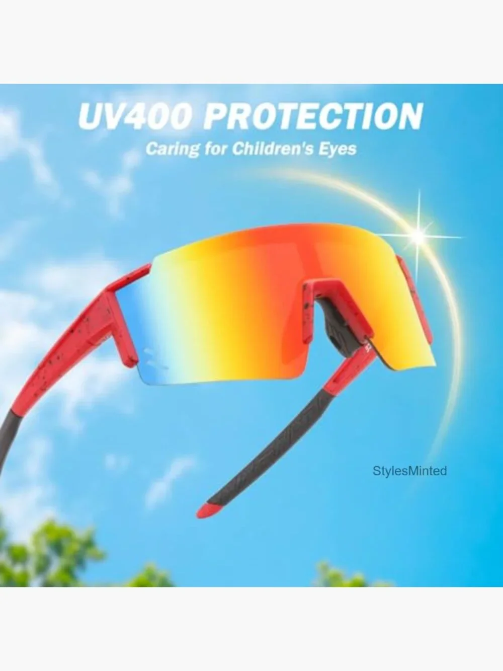 Kids Sunglasses UV400 Sports Shades for Baseball Softball Cycling Teens Boys